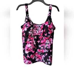 Beach Belle Women's Plus Vibrant Floral Tankini Vacation Swimming Top, 20, NWT